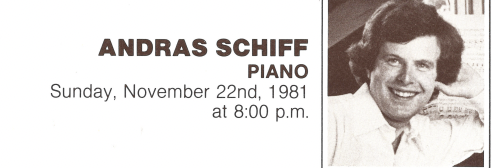 1981-1982 SEASON: András Schiff, piano