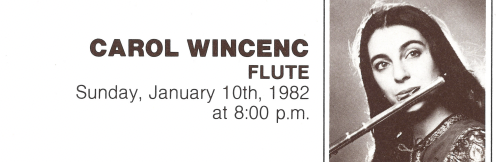 1981-1982 SEASON: Carol Wincenc, flute & Linda Lee Thomas, piano