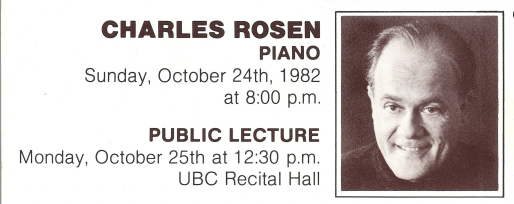 1982-1983 SEASON: Charles Rosen, piano