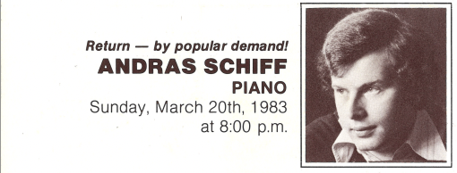 1982-1982 SEASON: András Schiff, piano