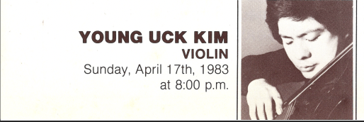 1982-1983 SEASON: Young Uck Kim, violin & Janet Guggenheim, piano