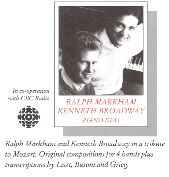 1991-1992 SEASON: Ralph Markham & Kenneth Broadway, duo piano