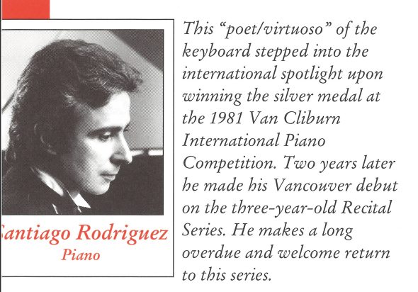 1992-1993 Season: Santiago Rodriguez, piano