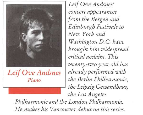1992-1993 Season: Leif Ove Andsnes, piano